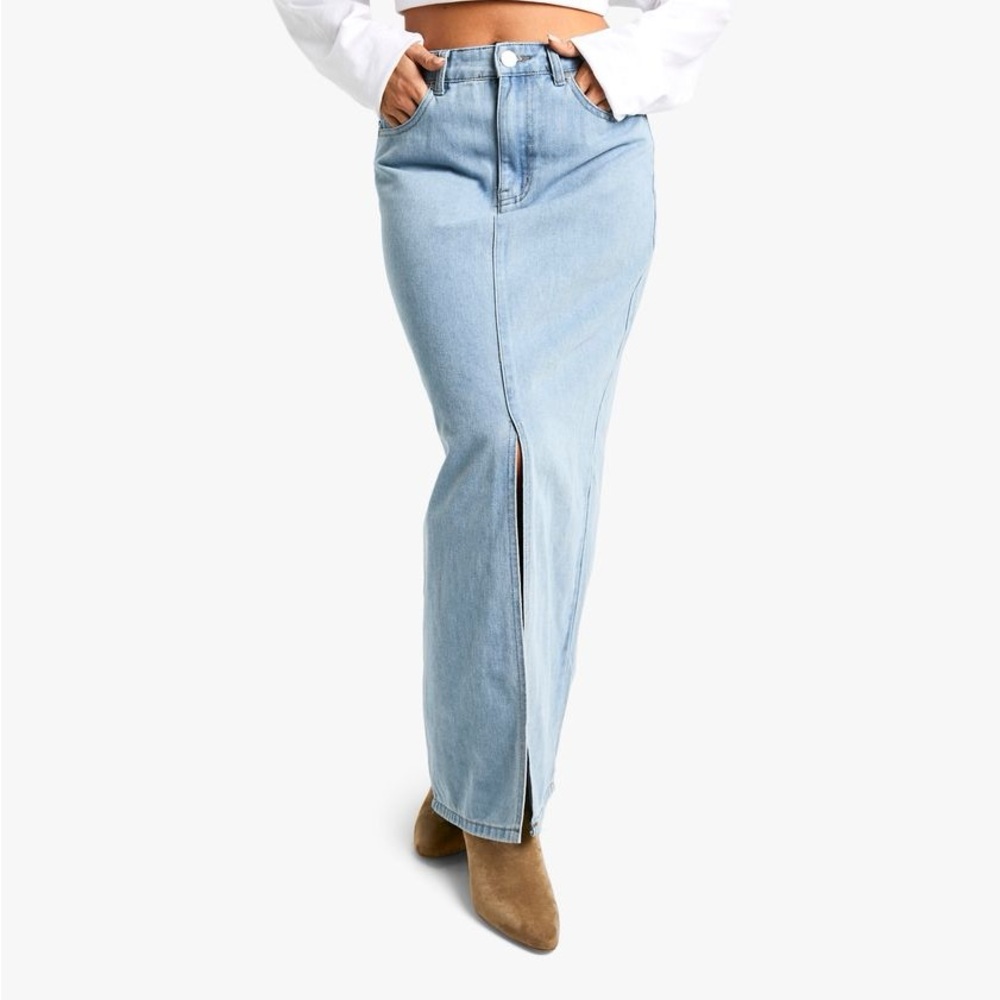 Light Blue Denim Maxi Skirt